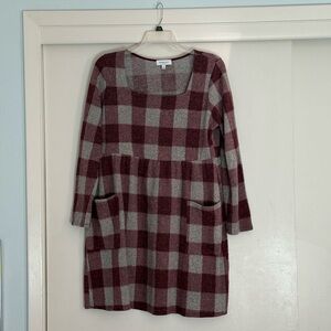 Gilli Burgundy and Gray Knit Dress